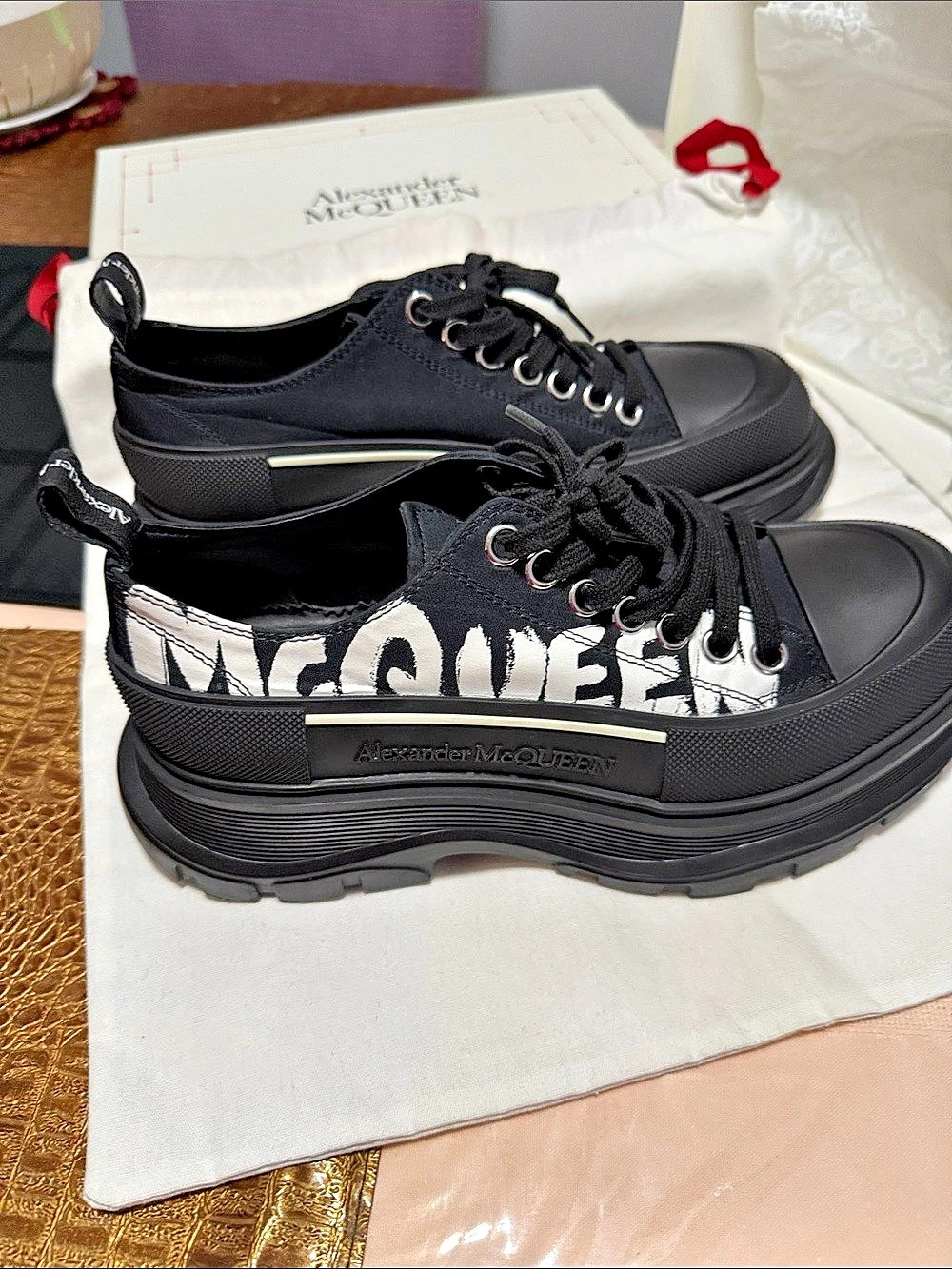 Alexander McQueen Oversized Sneaker wOversized Sneakers in Black & White Like